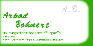 arpad bohnert business card